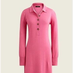 Pink Long Sleeve Polo sweater Dress